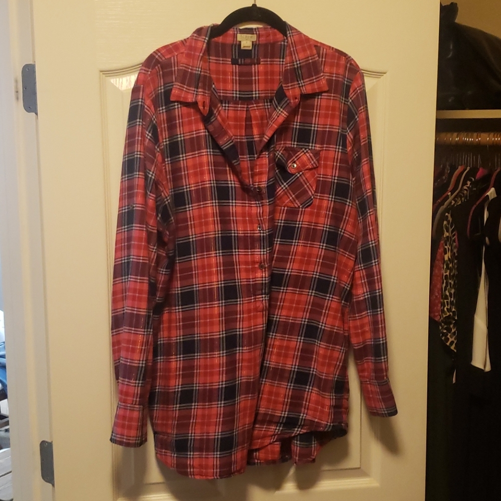 J Crew plaid blouse
